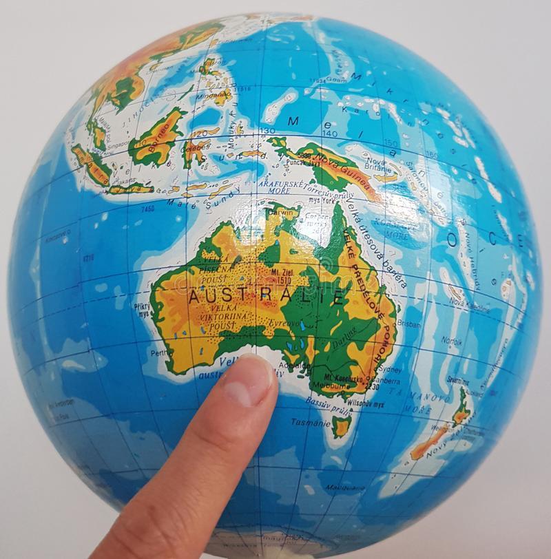 finger pointing australia globe continent 153500245 1